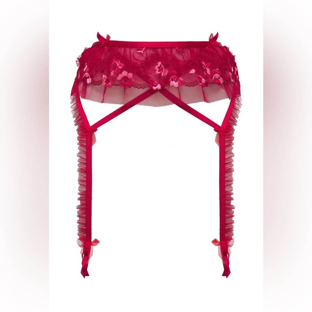 NWT FOR LOVE & LEMONS
Evie Garter Belt in Red Size XS